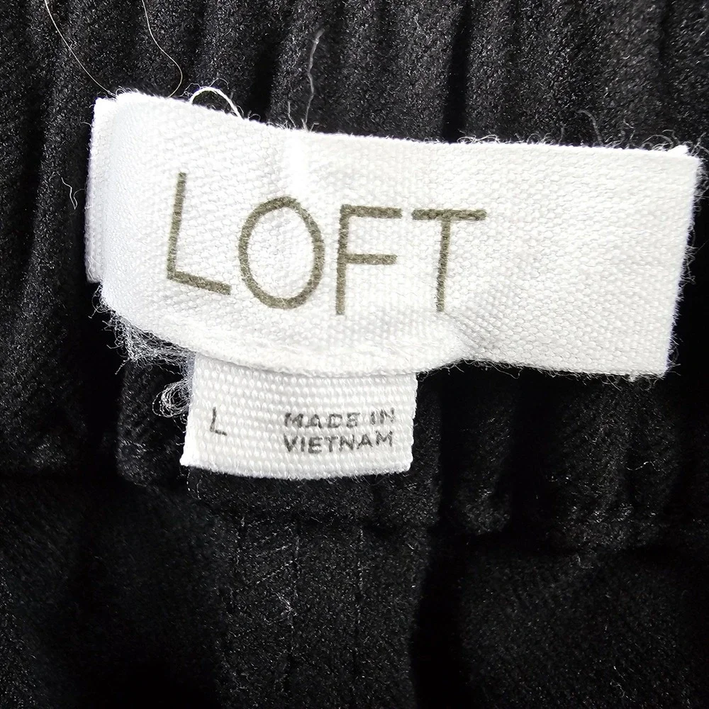 Loft Womens Large Black Pleated Front Elastic Back Tapered Trousers Career Work‎